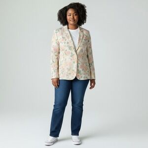 Vintage Deadstock Floral Blazer Jacket Plus Size Grandmacore Retro Cottagecore